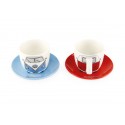 VOLKSWAGEN VW T1 Bulli Espresso Cups Set of 2 100ml Front / Red & Blue