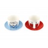 VOLKSWAGEN VW T1 Bulli Espresso Cups Set of 2 100ml Front / Red & Blue