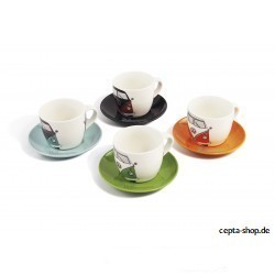 VOLKSWAGEN VW T1 Bulli Espresso Cups Set of 2 100ml Front / Red & Blue