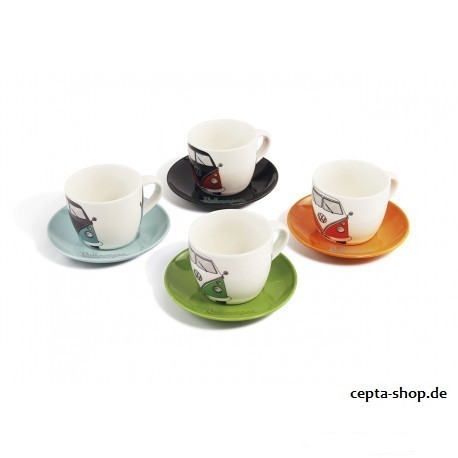 VOLKSWAGEN VW T1 Bulli Espresso Cups Set of 2 100ml Front / Red & Blue