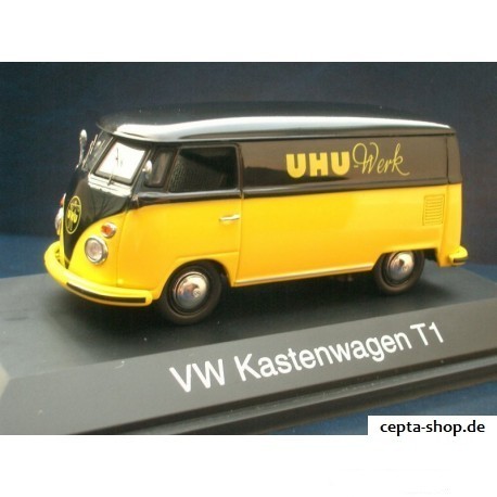 VW T1 Bus Transporter Kastenwagen mit UHU Werbung