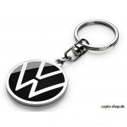 NEW VOLKSWAGEN VW keychain silver/black round 37 mm