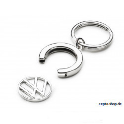 NEW VOLKSWAGEN VW keychain silver/black round 37 mm