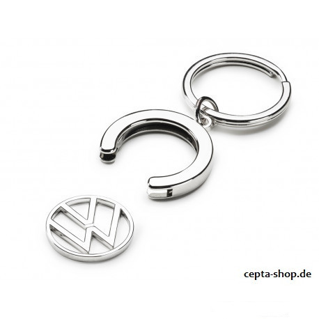 NEW VOLKSWAGEN VW keychain silver/black round 37 mm