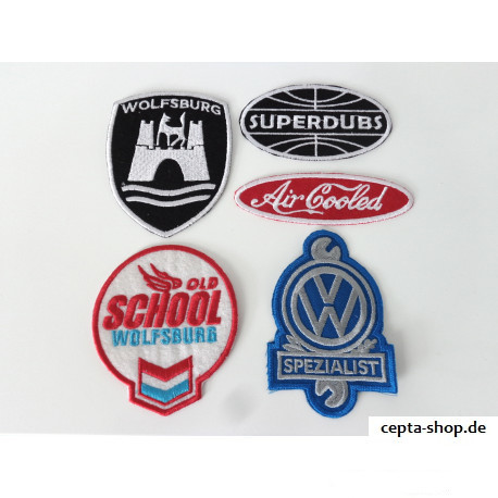 VW Patch Sticker set of 5 ((Wappen Old School Superdubs Aircooled Spezialist)
