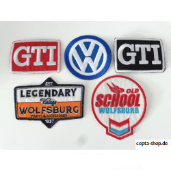 VOLKSWAGEN VW Patch Sticker set of 5 ( GTI, VW,Old School Legendary WOB)