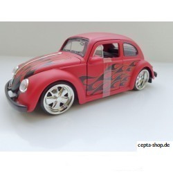 VW Beetle 1959 Custom Chrome Fuchs Wheels flame style matt red 1:24
