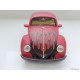 VW Käfer 1959 Custom Chrom Fuchsfelgen Flammen matt rot 1:24