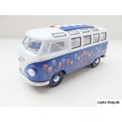 VW T1 Samba Bus with Holland tulips decorative folding roof blue-red-white 1:24