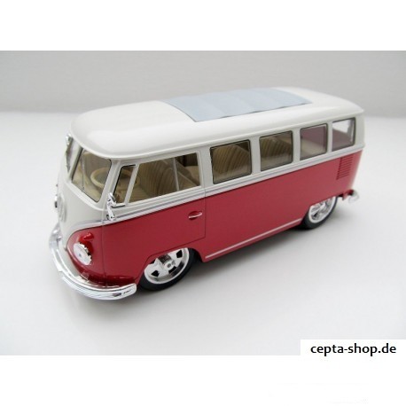 VW T1 Bus sun roof chrome wheels Lowrider red 1:24