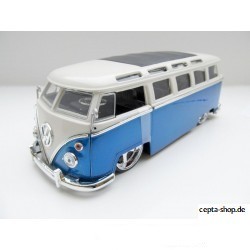 VW T1 Bus sun roof chrome wheels Lowrider blue 1:24