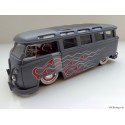 VW T1 Bus Samba sun roof white wheels Lowrider flames gray matt 1:24
