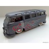 VW T1 Bus Samba sun roof white wheels Lowrider flames gray matt 1:24