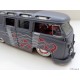 VW T1 Bus Samba sun roof chrome wheels Lowrider flames gray matt 1:24