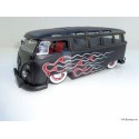 VOLKSWAGEN VW T1 Bus Samba Lowrider Flammen schwarz matt 1:24 91693