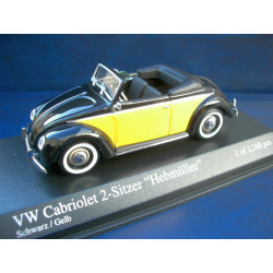 VW Beetle Convertible Hebmüller 1949 black / yellow 1:43