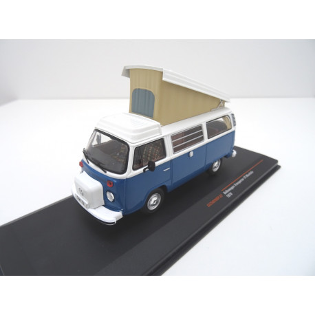 VOLKSWAGEN VW T2 b Camper Modellauto von IXO blau in 1:43 CLC502N.22