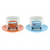 VOLKSWAGEN VW Beetle espresso cups set of 2 100ml front / orange & blue