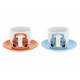 VOLKSWAGEN VW Beetle espresso cups set of 2 100ml front / orange & blue