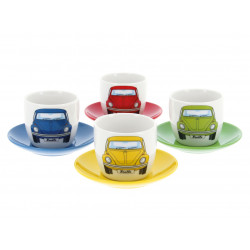 VOLKSWAGEN VW Beetle espresso cups set of 4 100ml front / 4 colours Multivan