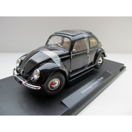 VOLKSWAGEN VW Käfer 1200 Brezel Modellauto 1950 1:18 Welly schwarz NEU 18040W