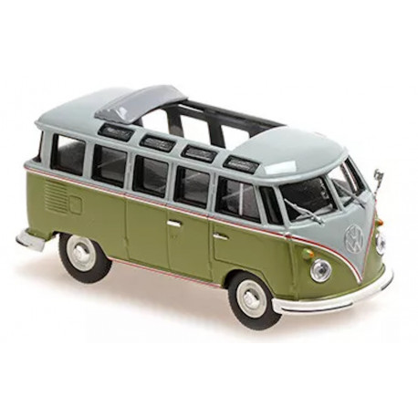 VOLKSWAGEN VW T1 Bus Samba model car green/gray Maxichamps 1:43 940052300