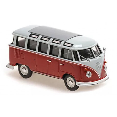 VOLKSWAGEN VW T1 Bus Samba model car red/gray Maxichamps 1:43 940052301