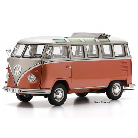 VOLKSWAGEN VW T1b Bus Samba Model Car Orange-Silver Schuco 1:18 450060500