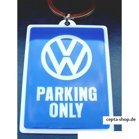 VW Keychain PARKING ONLY blue-white
