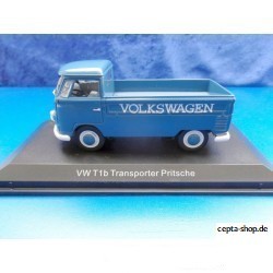 VW T1 bus flatbed with advertising VOLKSWAGEN taubenblau